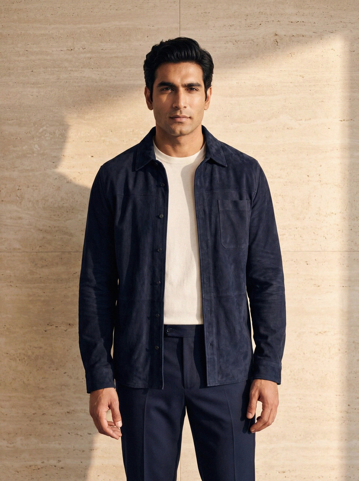Suede Overshirt — Midnight