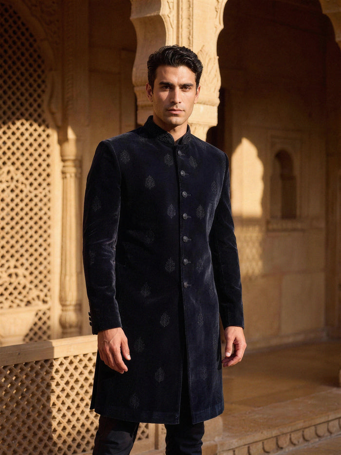 Velvet Sherwani — Ink
