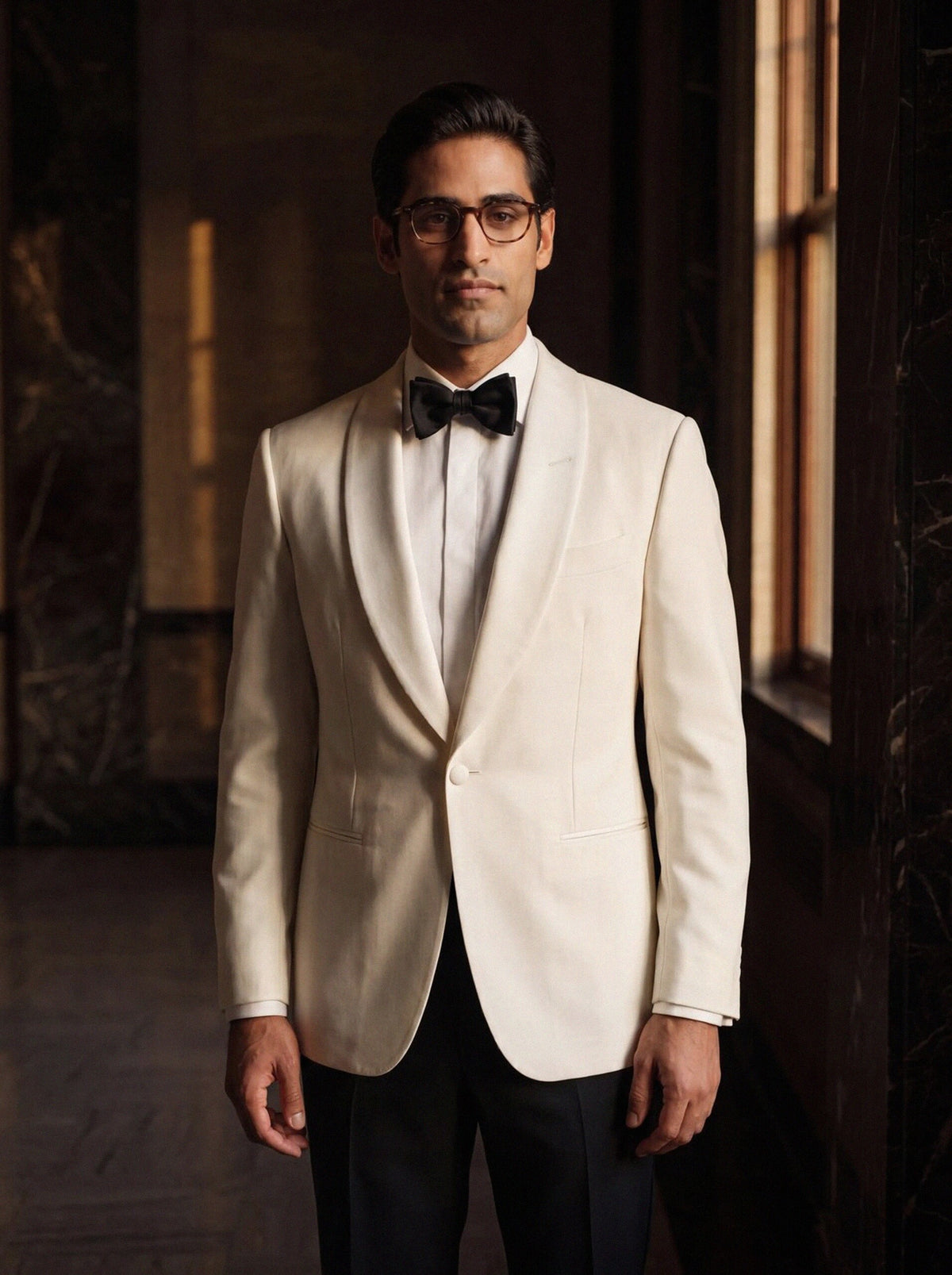 White Dinner Jacket — White / Black