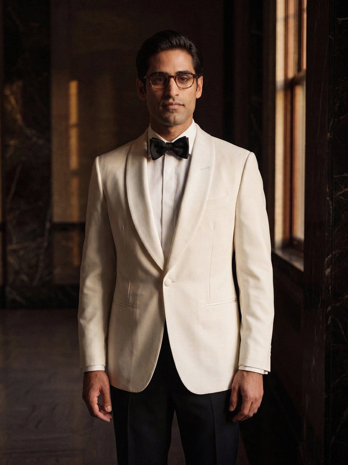White Dinner Jacket — White / Black