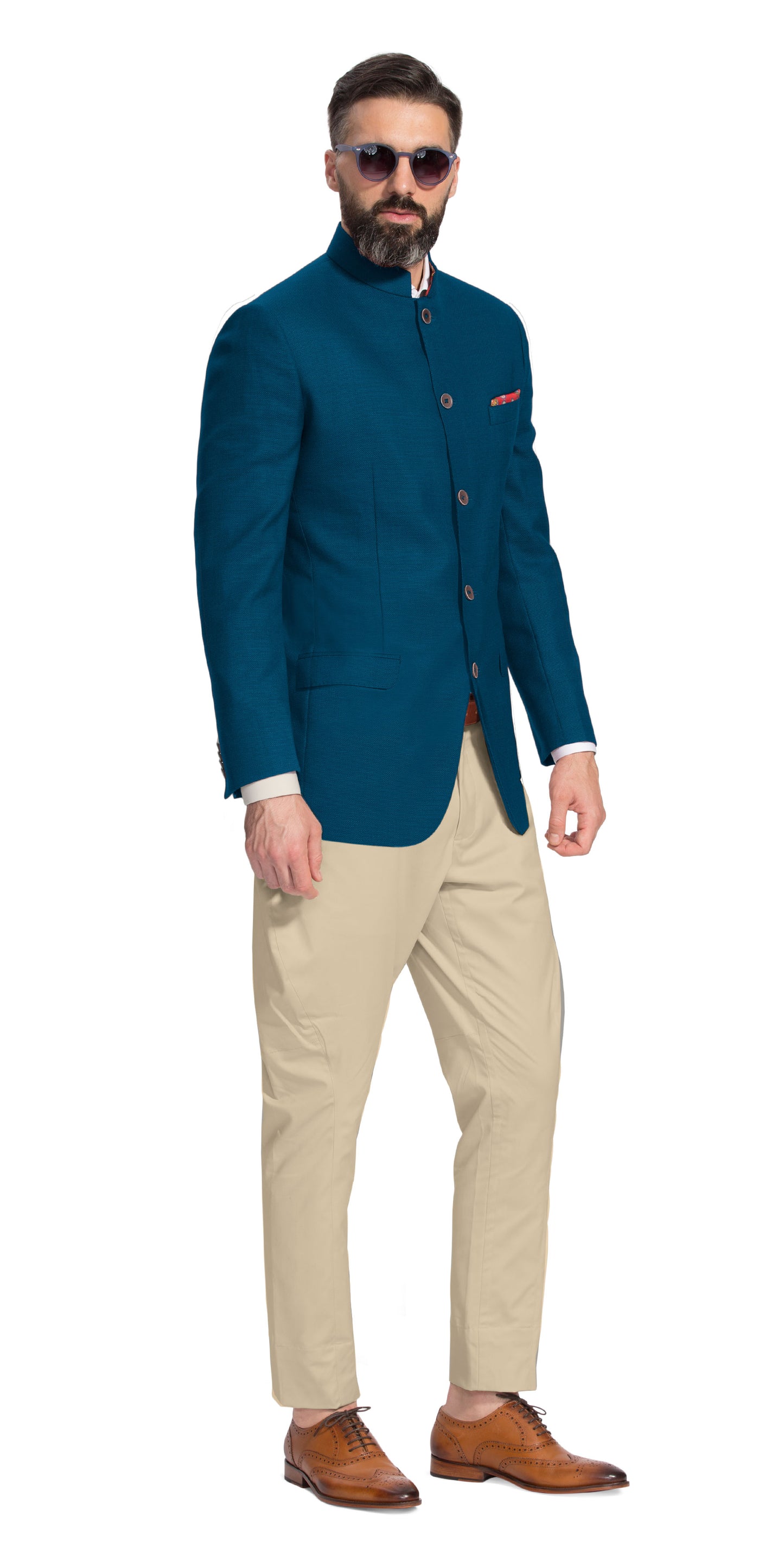 Gurhkan Turquoise Blue Bandhgala