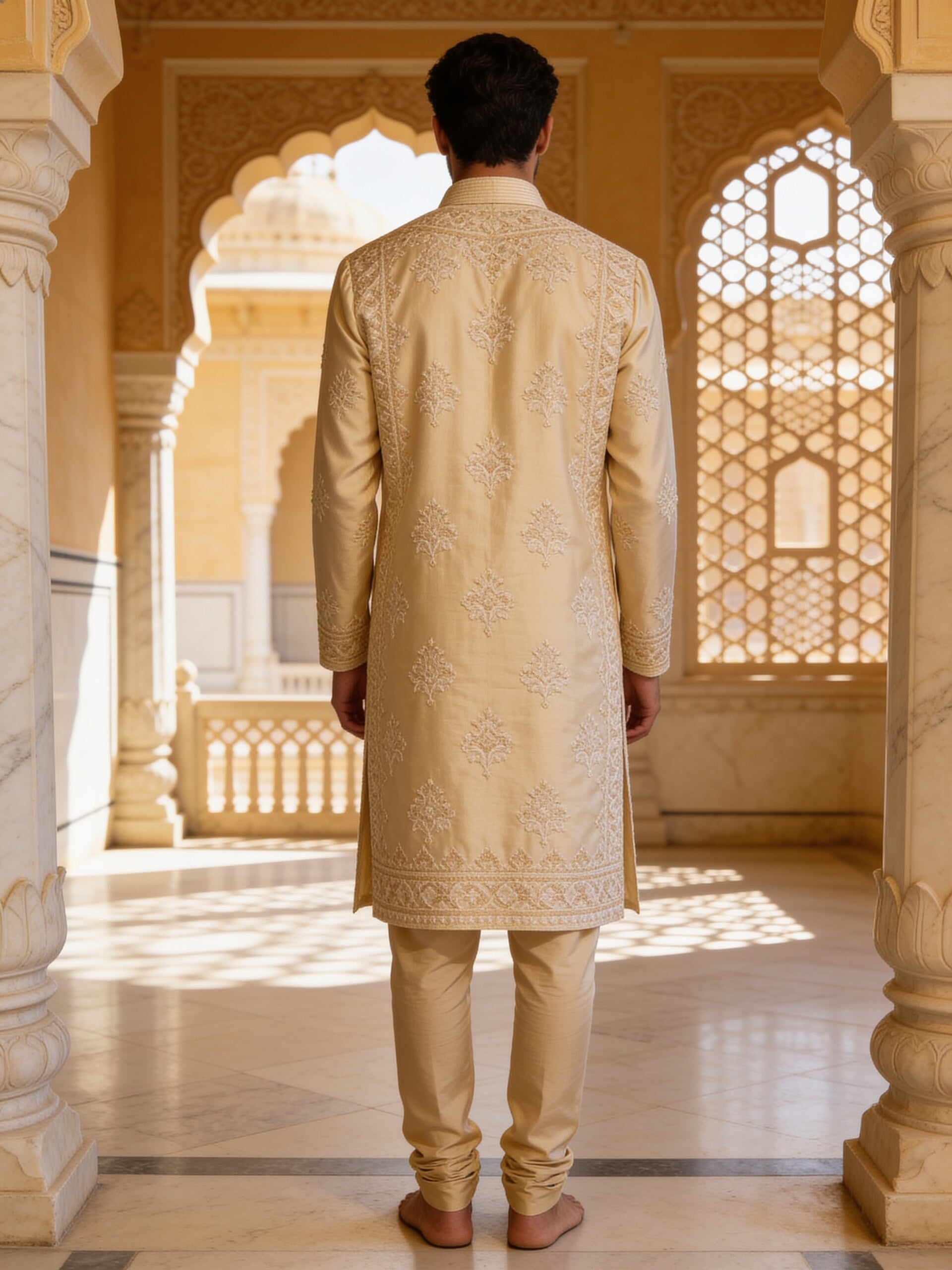 Herringbone & Sui — Chikankari Kurta — Champagne, palace back