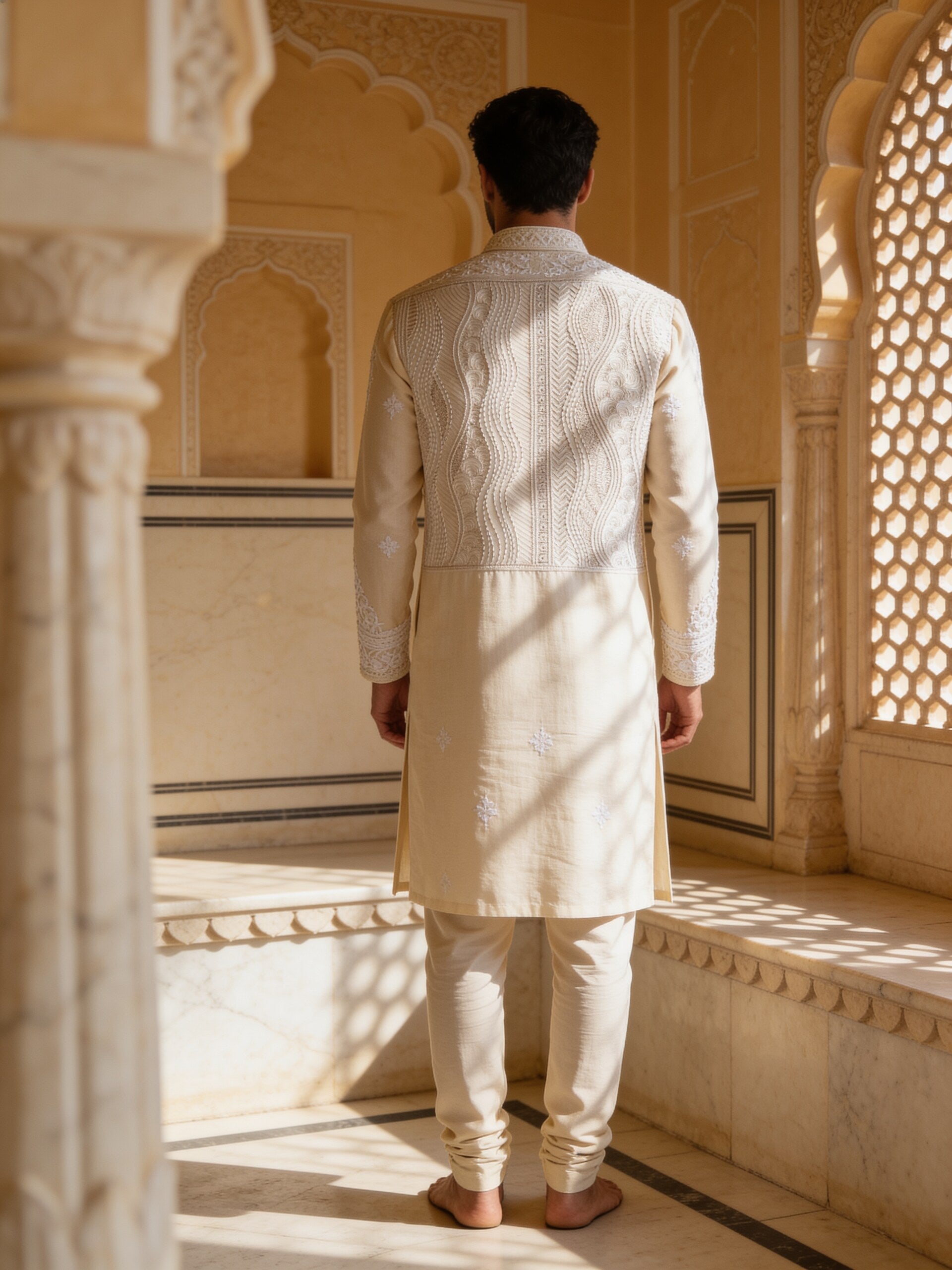 Herringbone & Sui — Chikankari Kurta — Cream, palace back