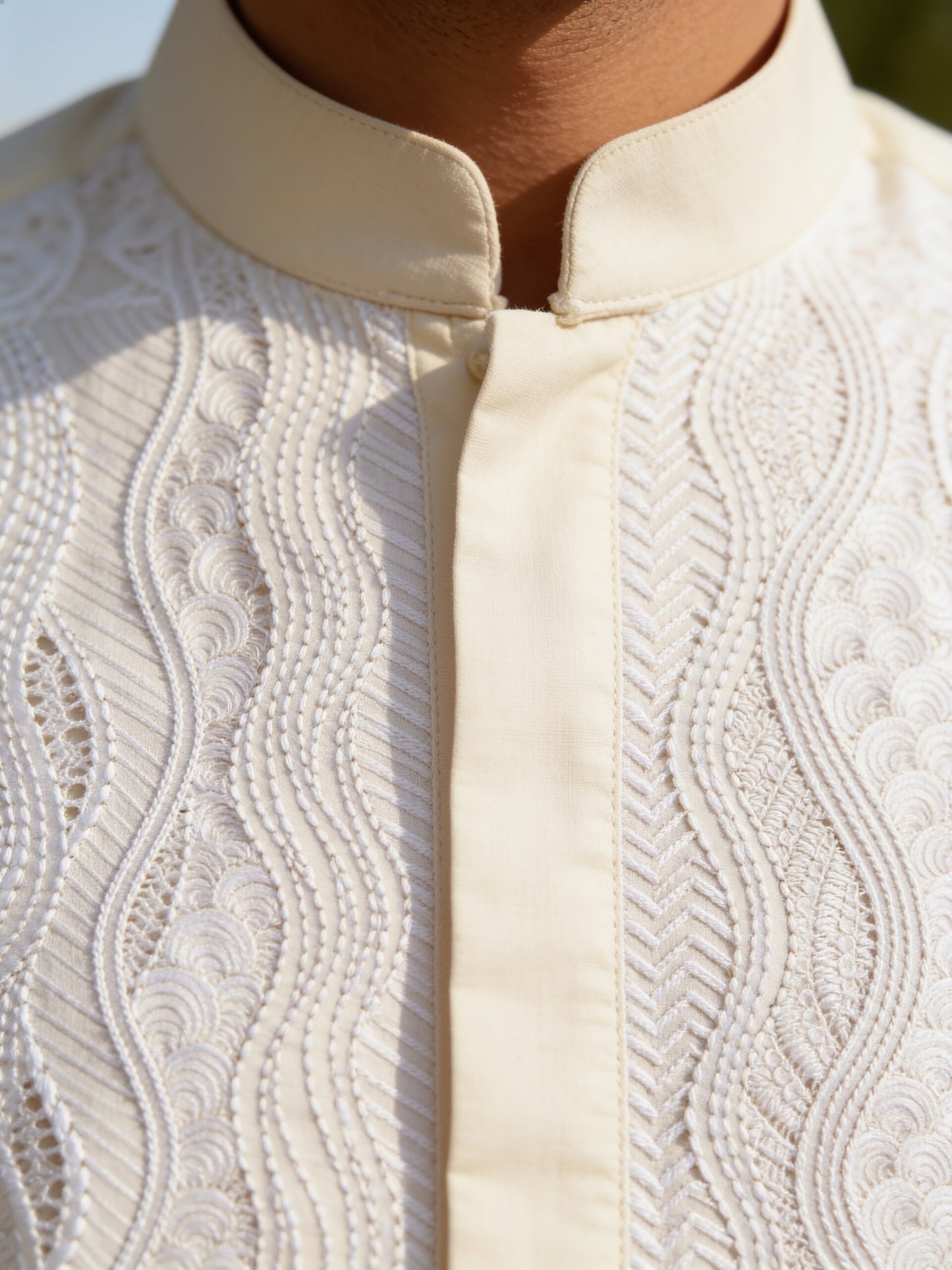Herringbone & Sui — Chikankari Kurta — Cream, palace macro