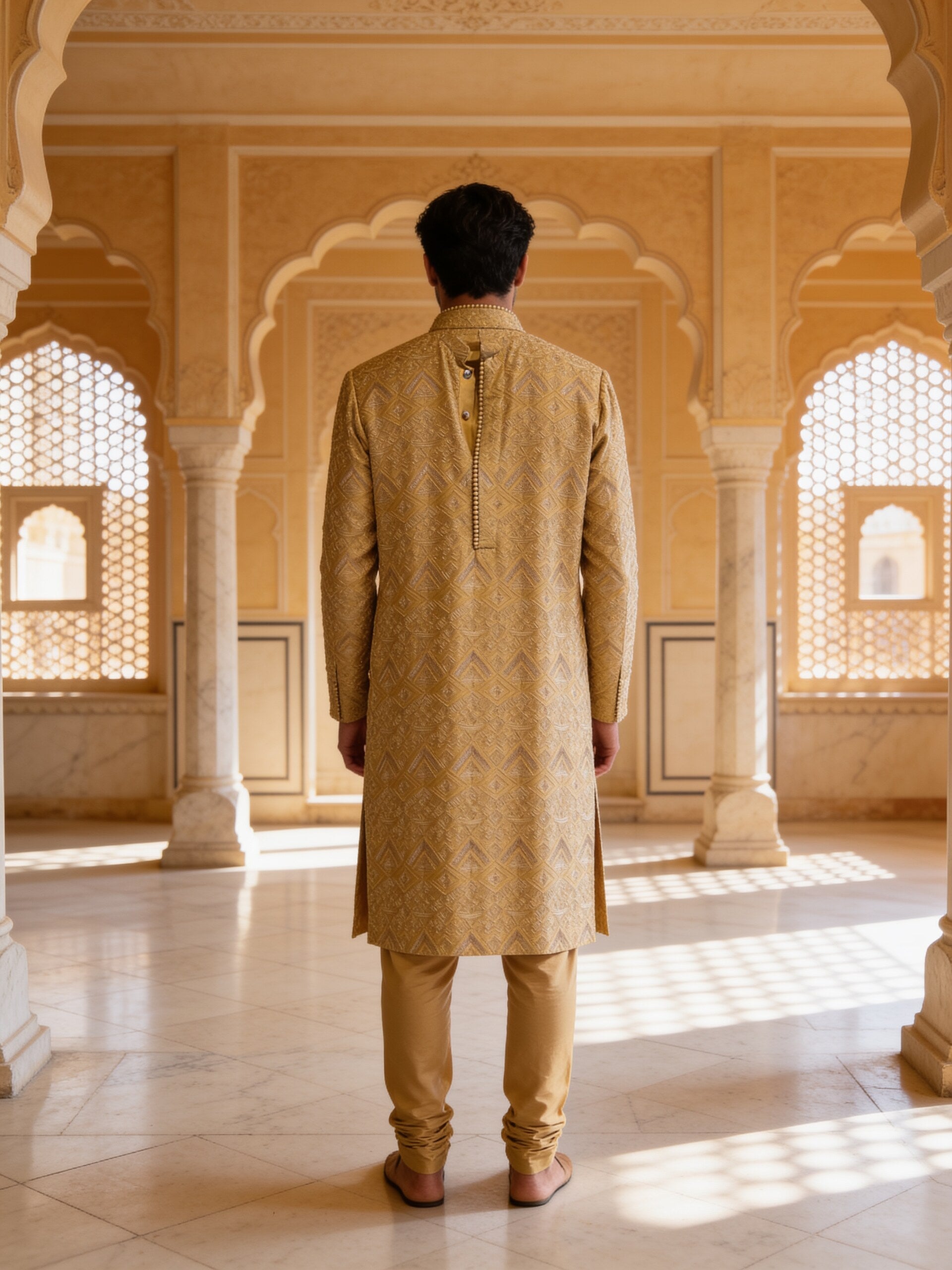 Herringbone & Sui — Chikankari Kurta — Gold, palace back