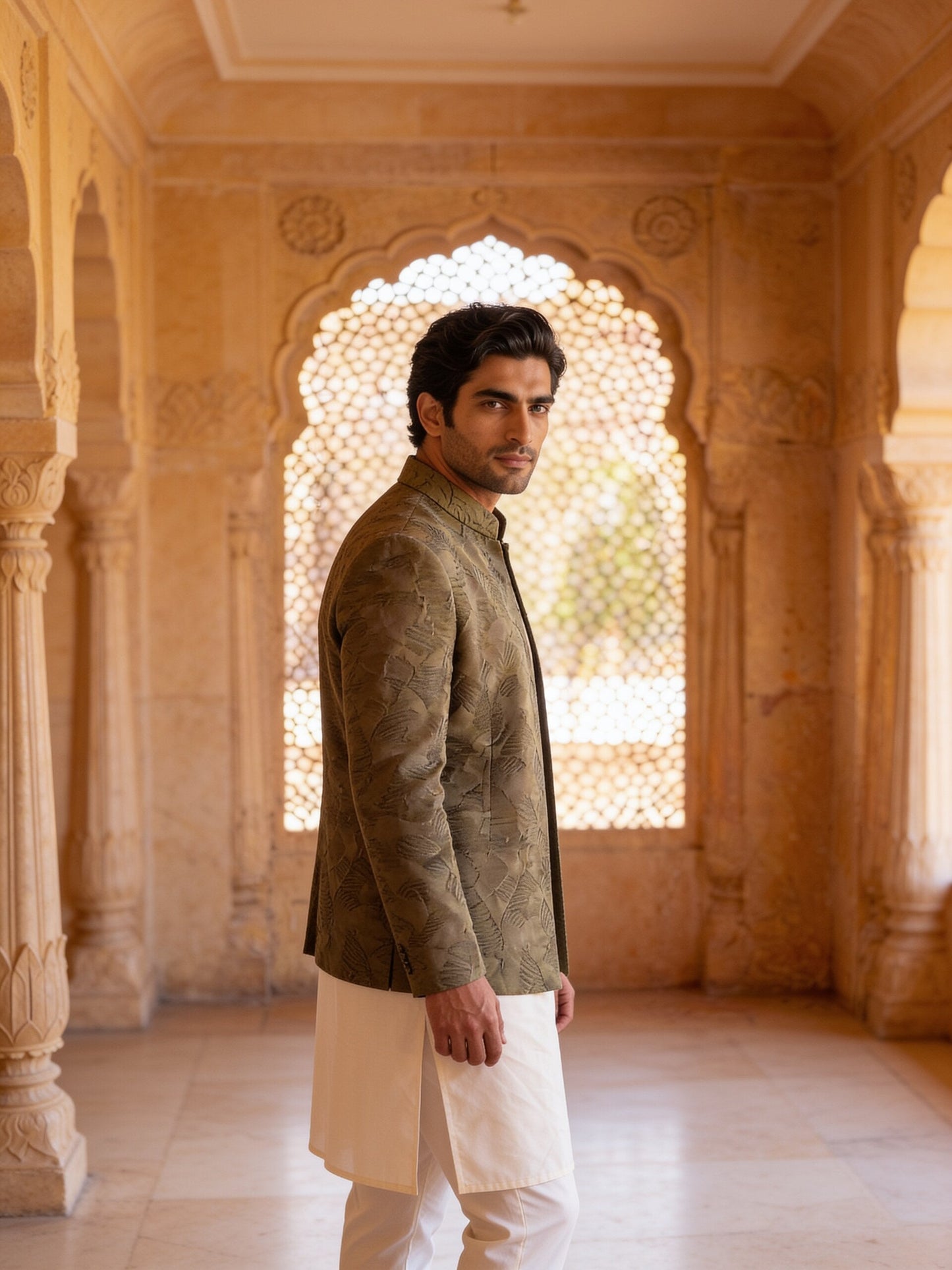 hs26-festive-jacket-olive-weave three-quarter