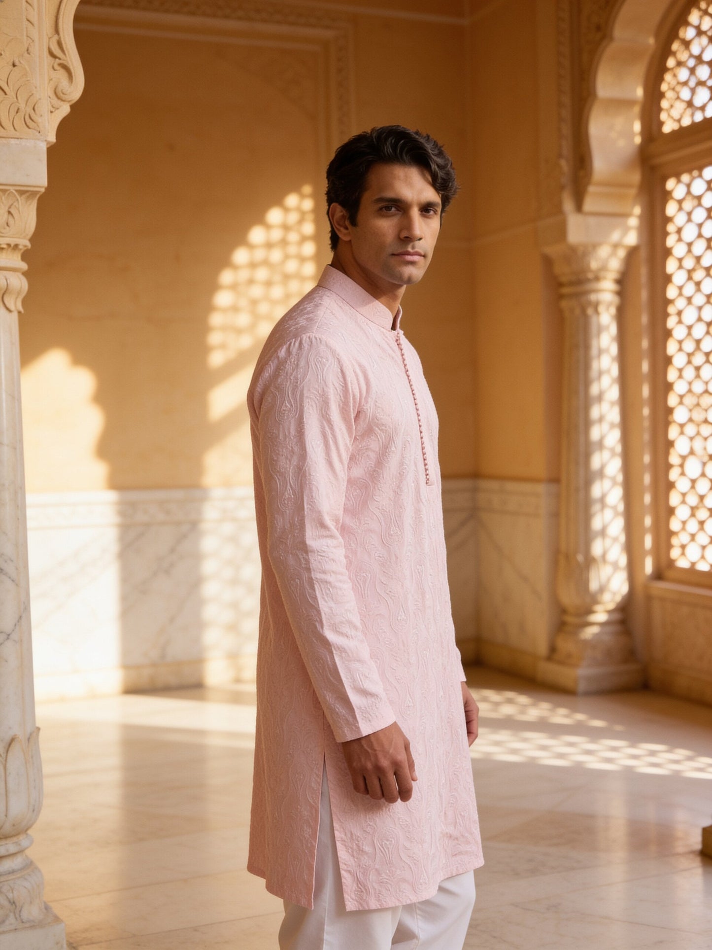 hs26-kurta-set-baby-pink three-quarter