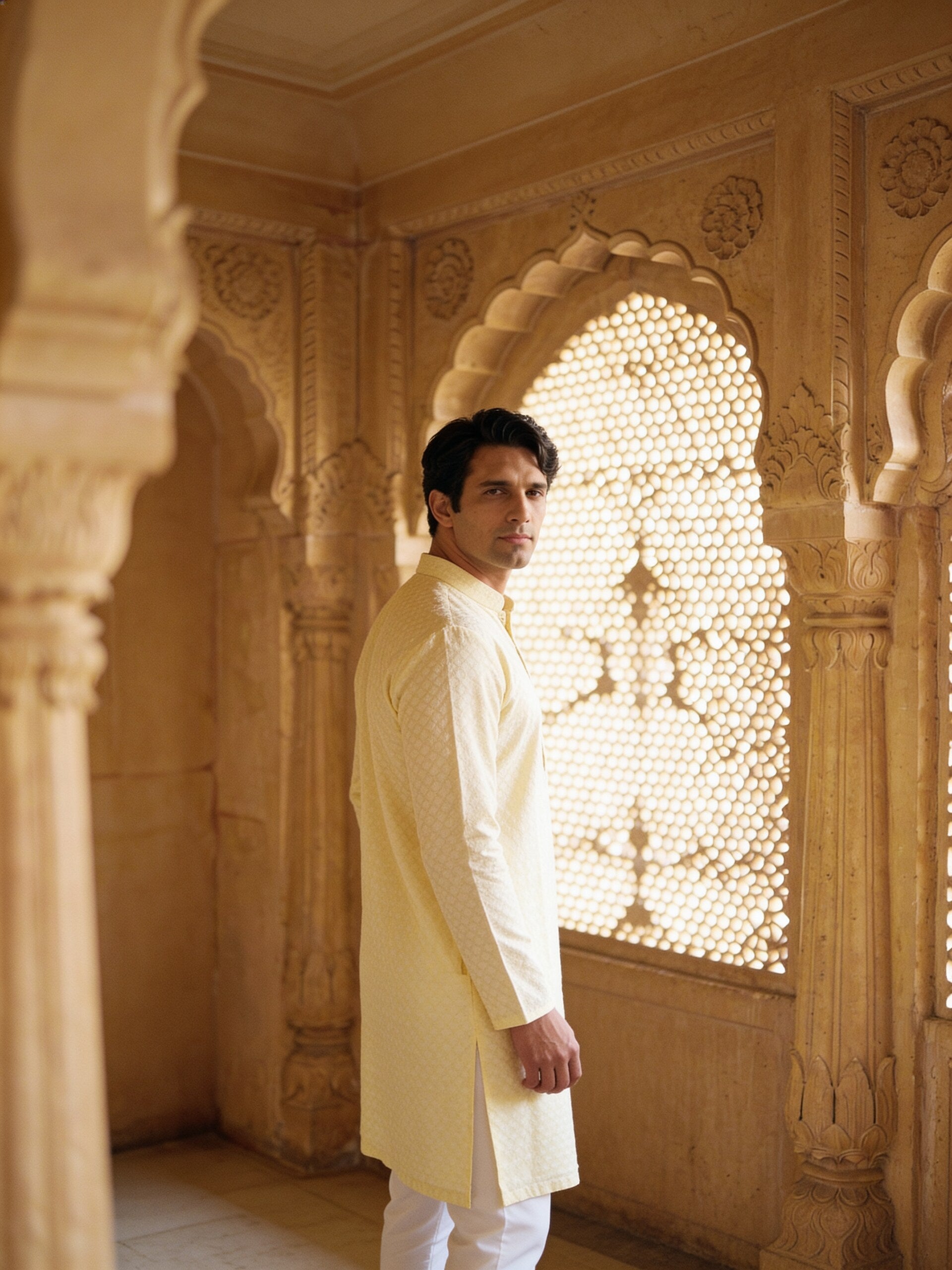 hs26-kurta-set-butter-yellow three-quarter