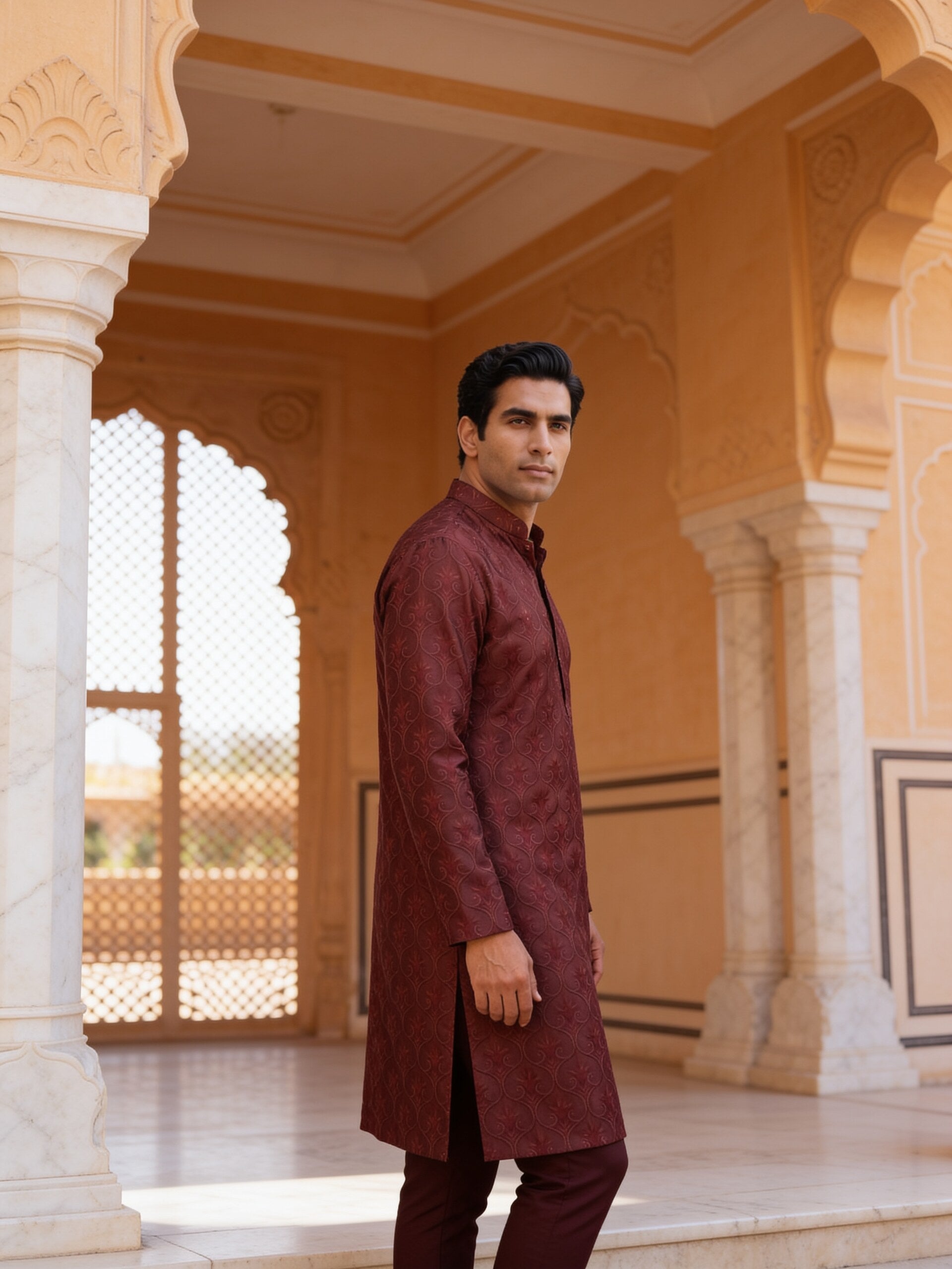 hs26-kurta-set-maroon three-quarter