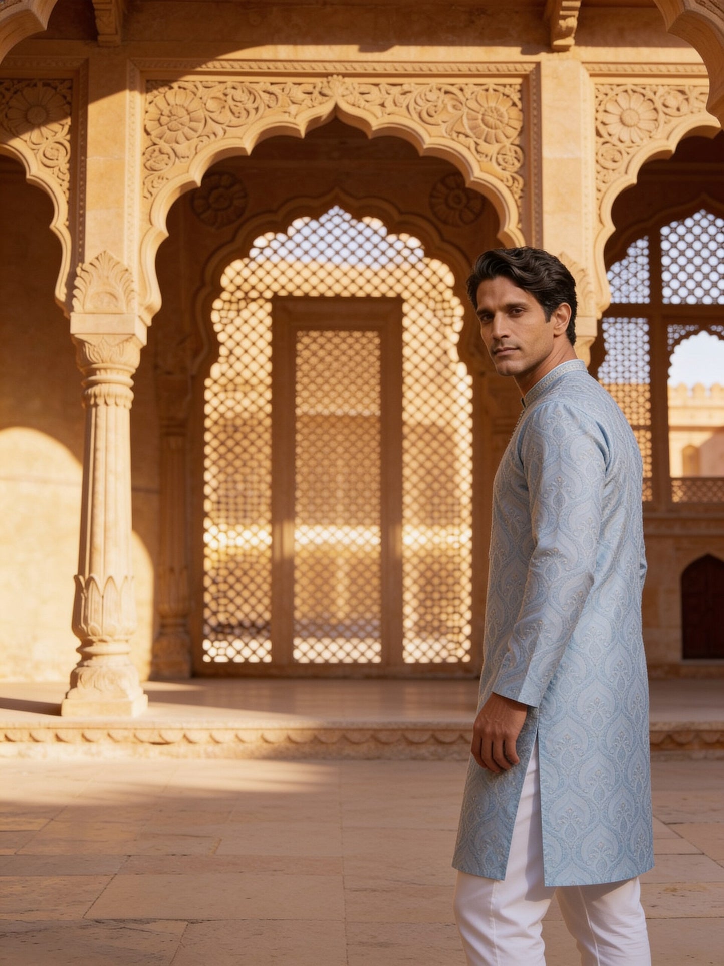 hs26-kurta-set-sky-blue three-quarter
