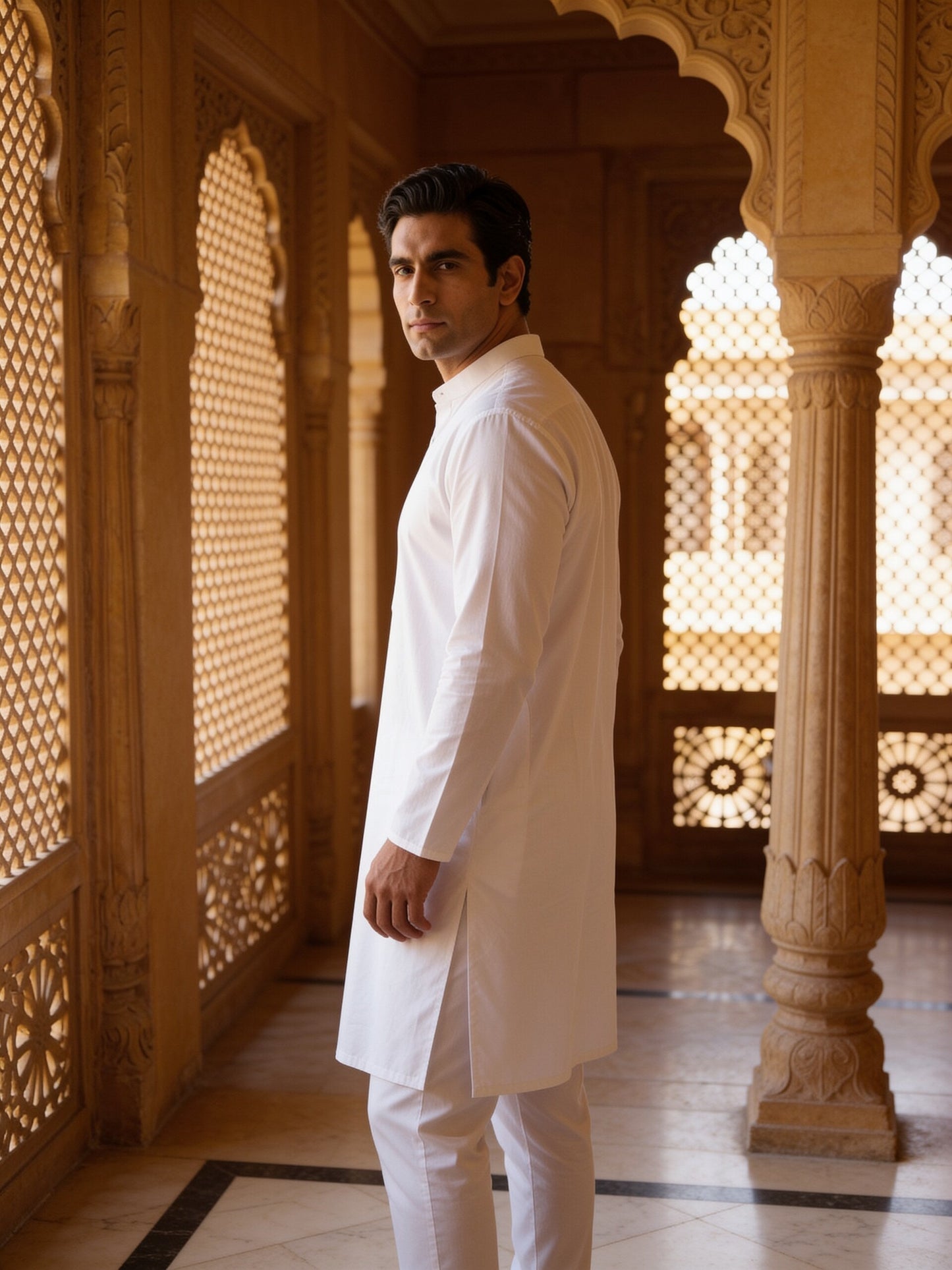hs26-kurta-set-white three-quarter