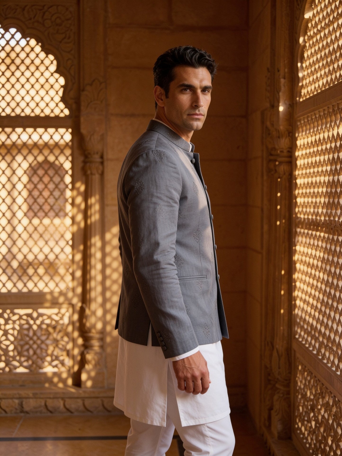 hs26-nehru-jacket-slate three-quarter