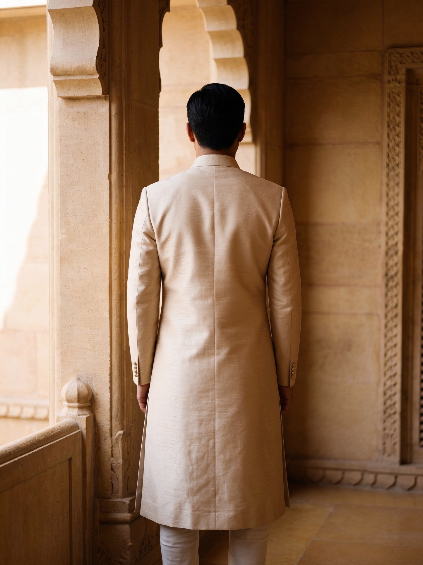 hs26-raw-silk-sherwani-champagne back
