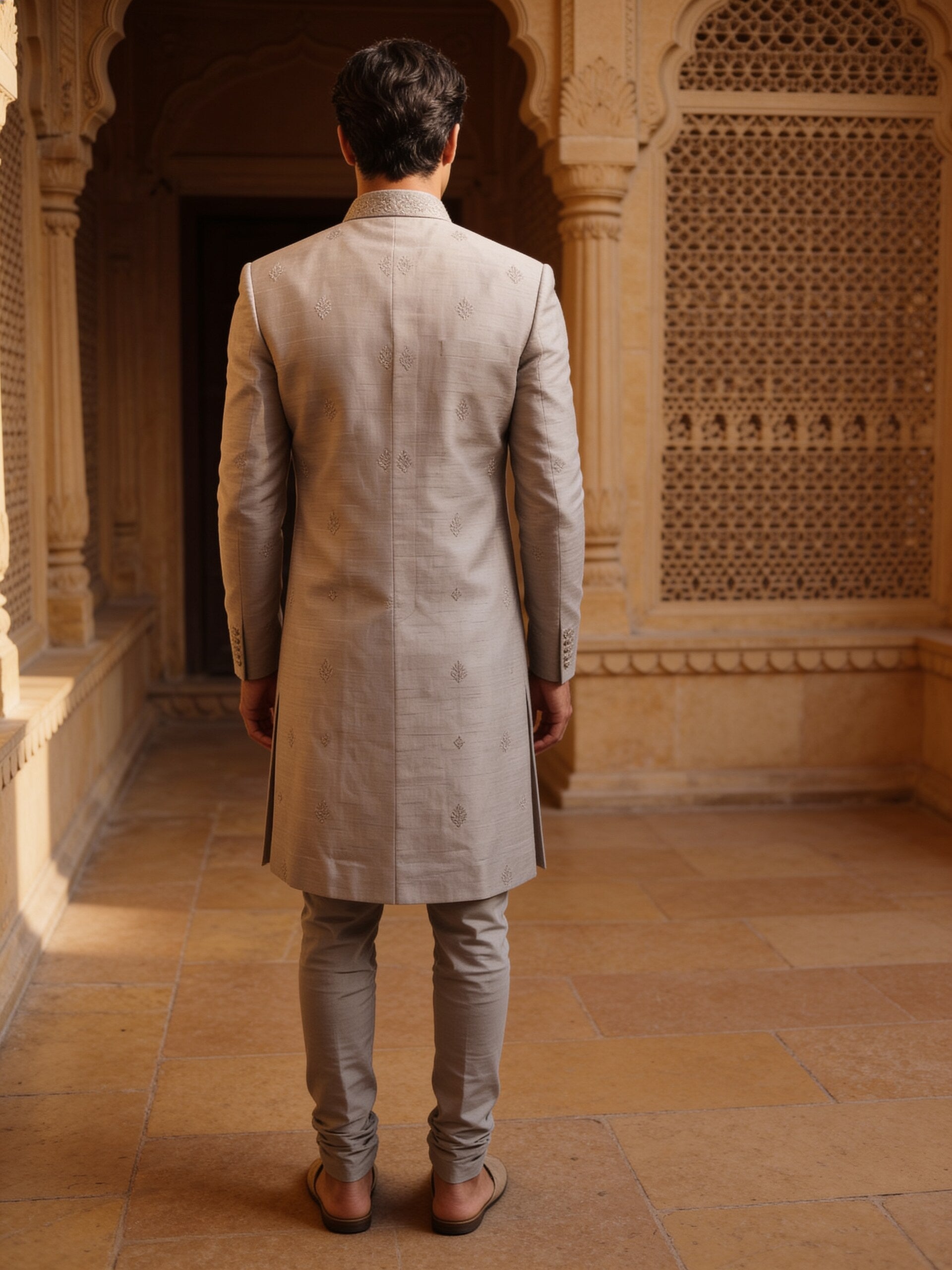 hs26-raw-silk-sherwani-stone back