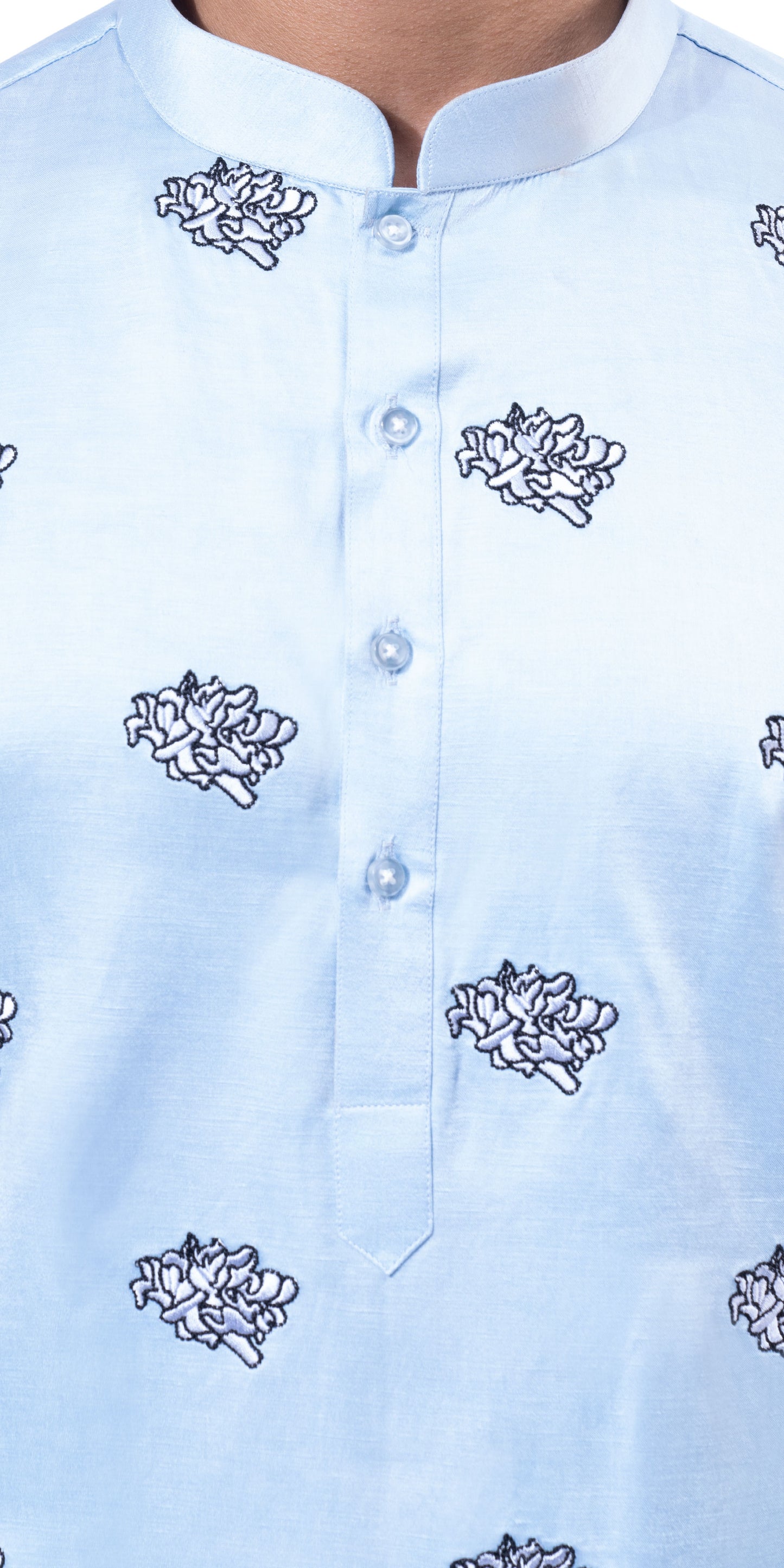 Ice Blue Calendula Kurta