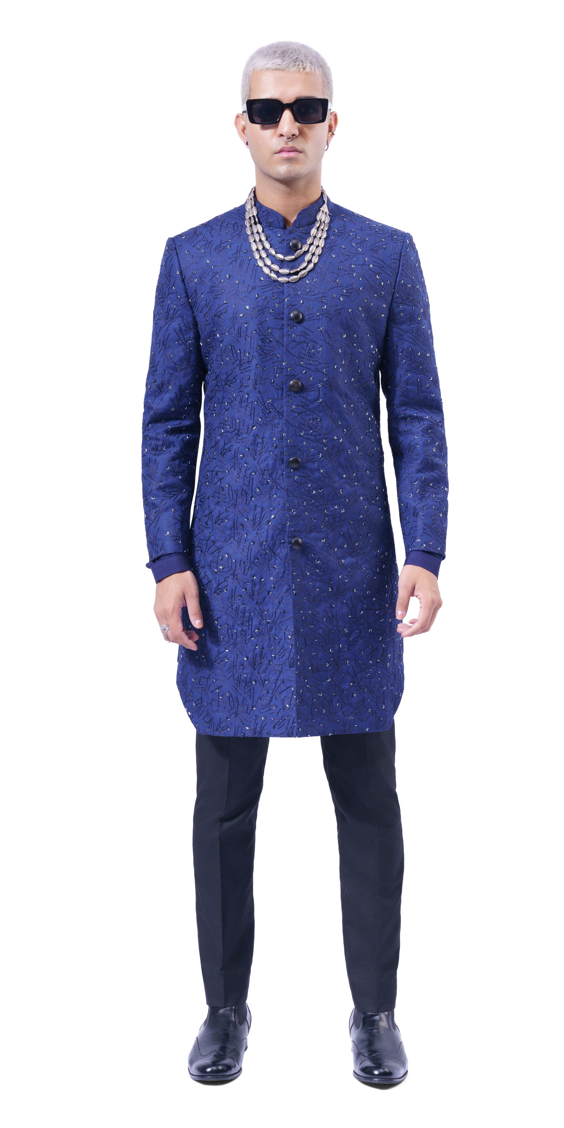 Navy Firefly Highlight Sherwani