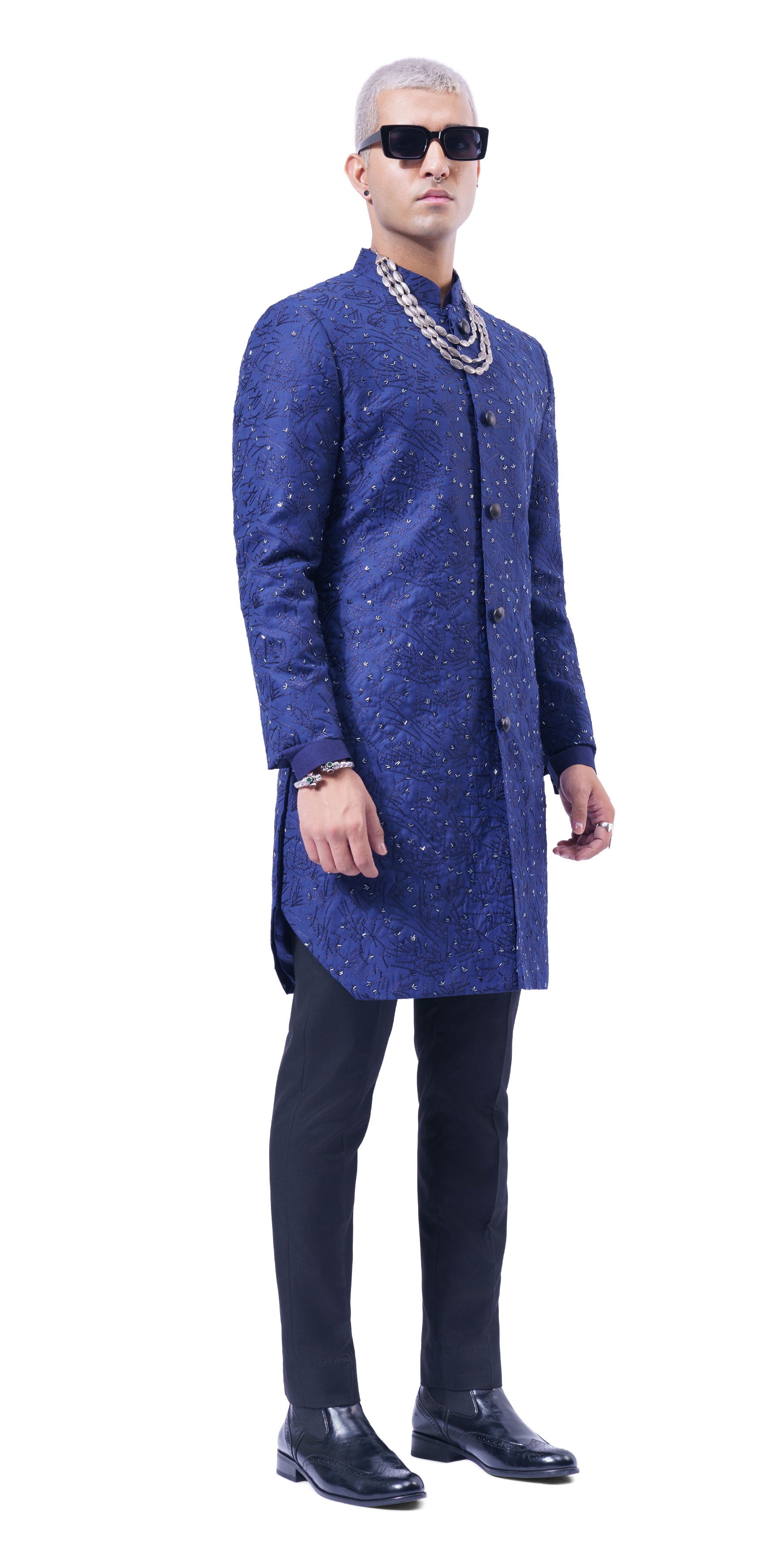Navy Firefly Highlight Sherwani