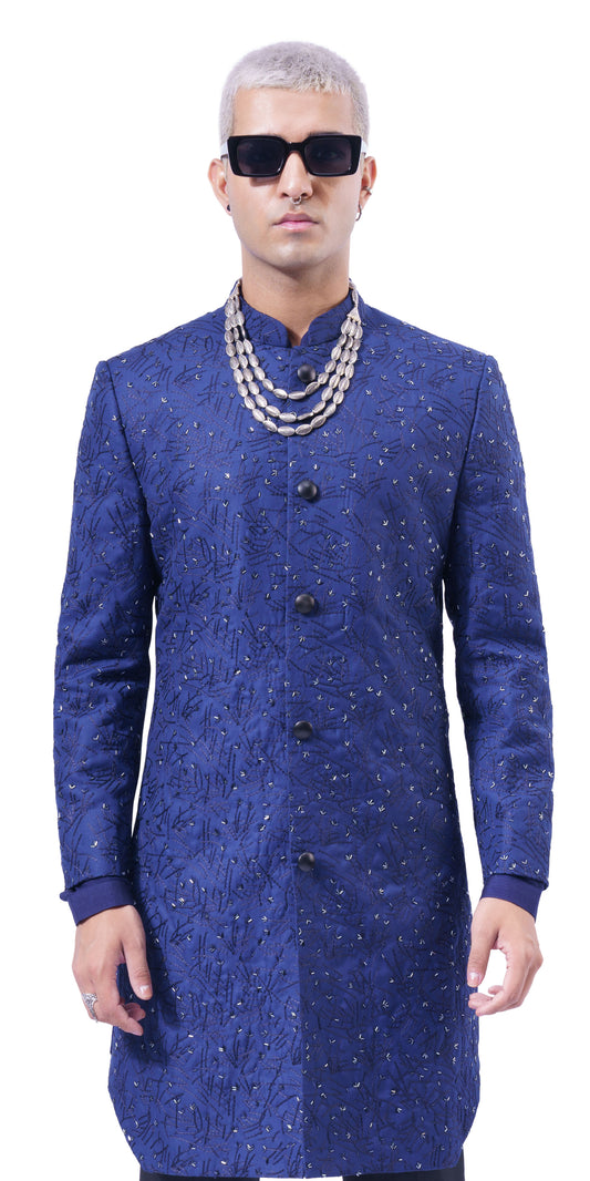 Navy Firefly Highlight Sherwani