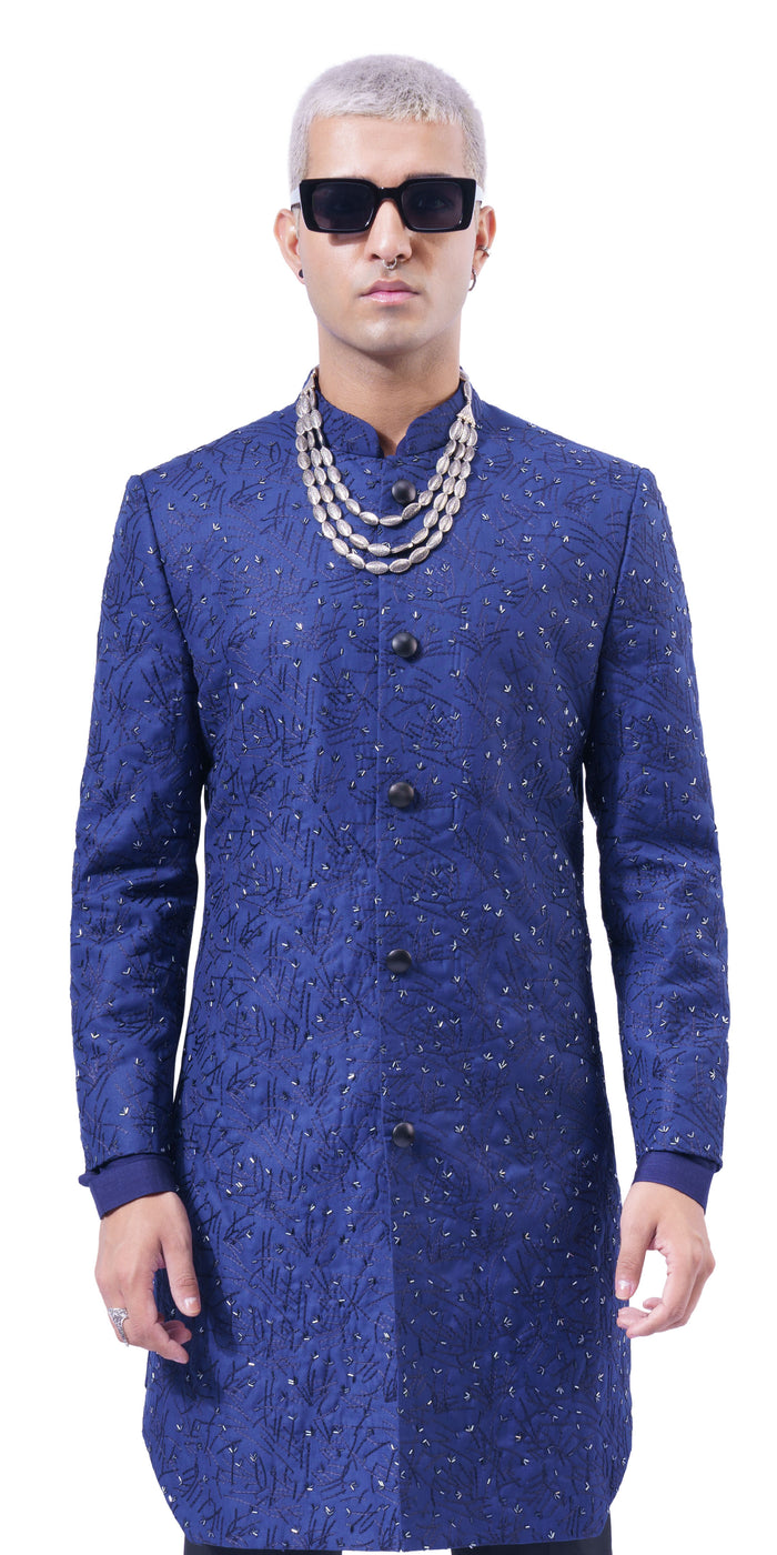 Navy Firefly Highlight Sherwani