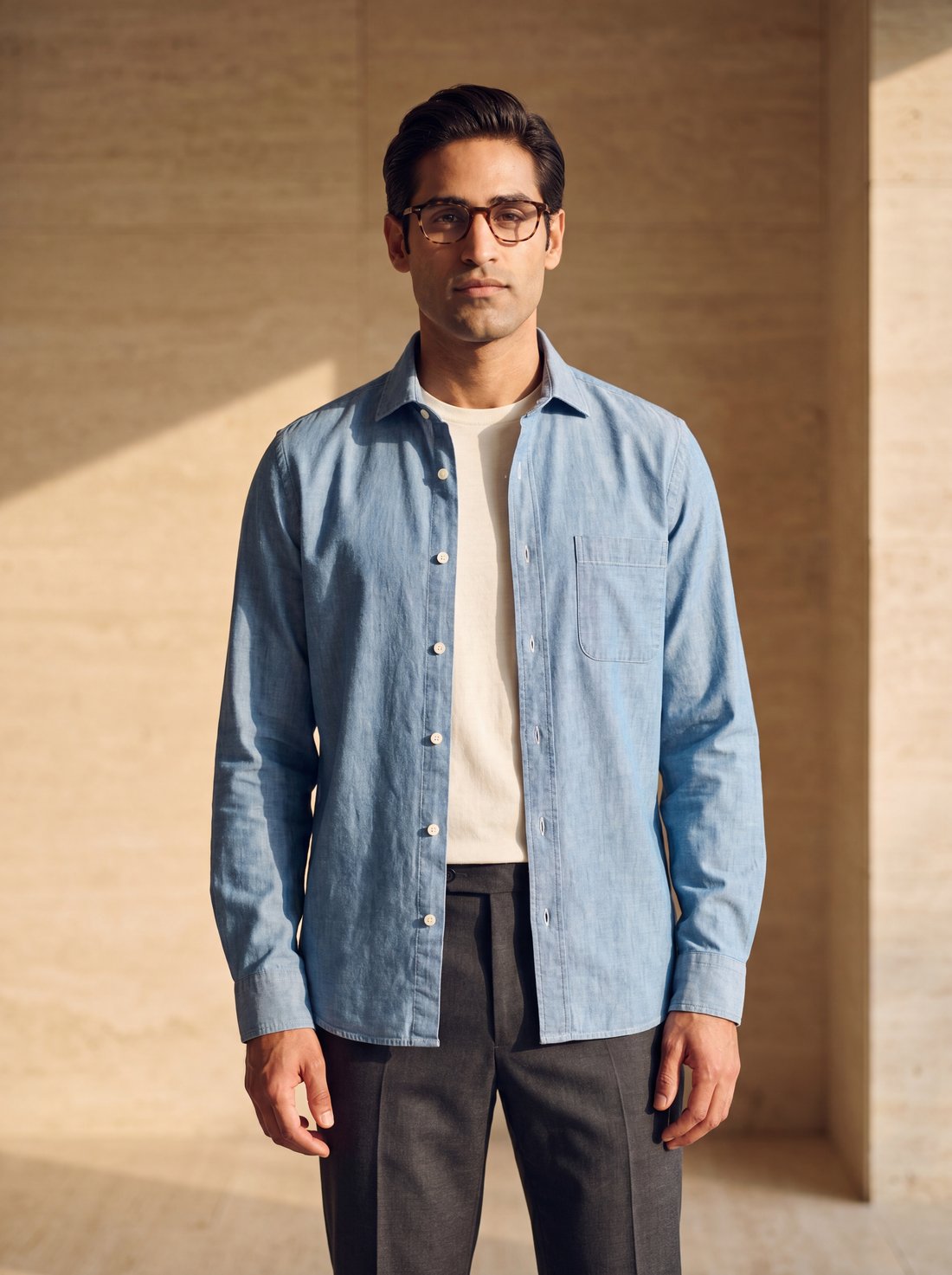 Chambray Overshirt in Sky