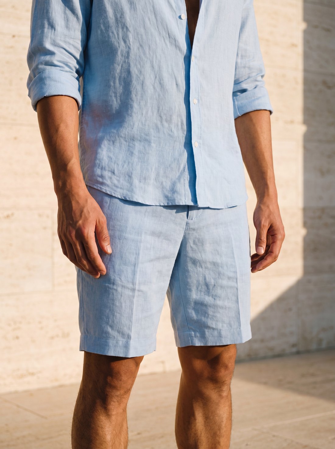 Linen Short in Powder Blue