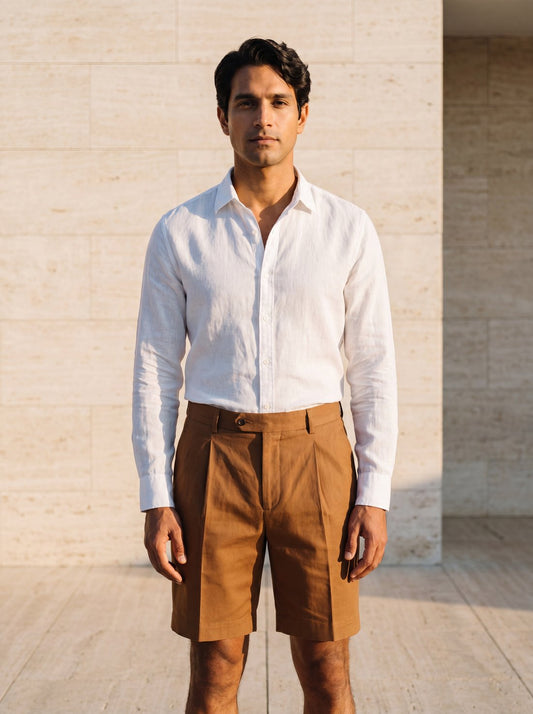 Pleated Short in Tobacco