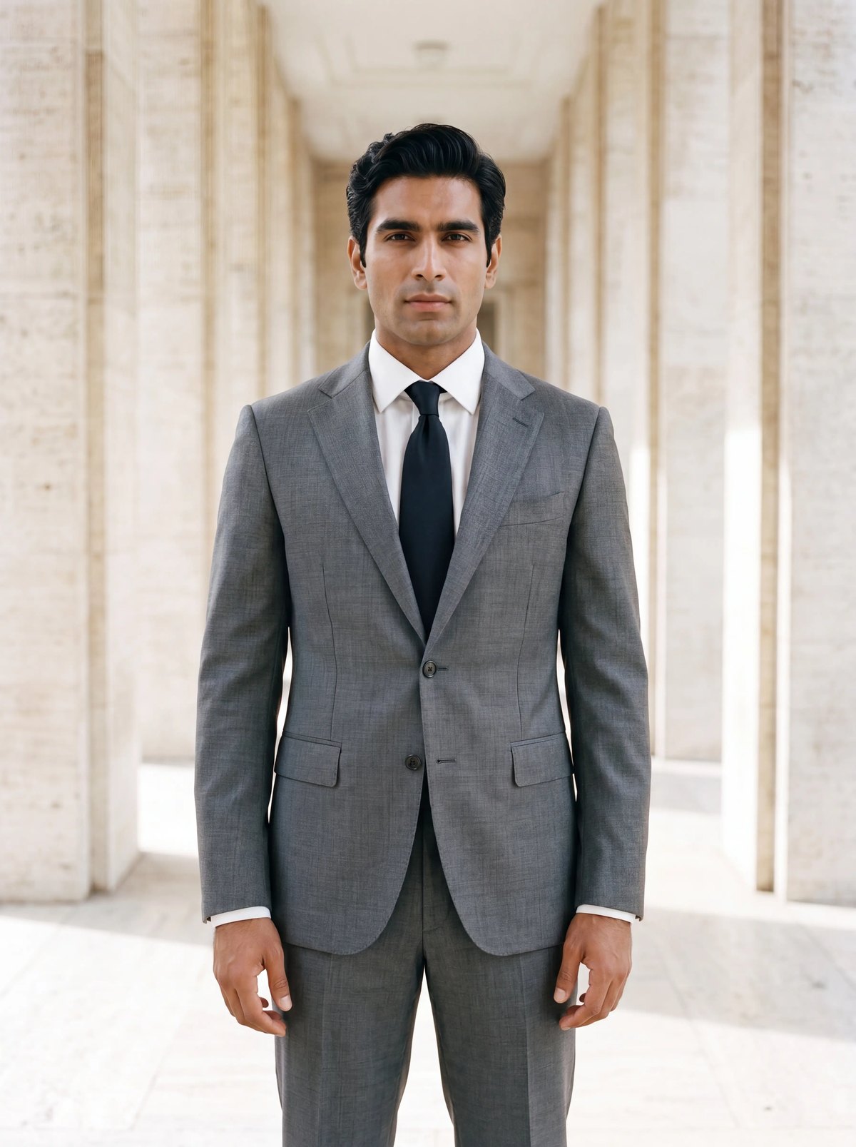 Sharkskin Suit in Mid Grey