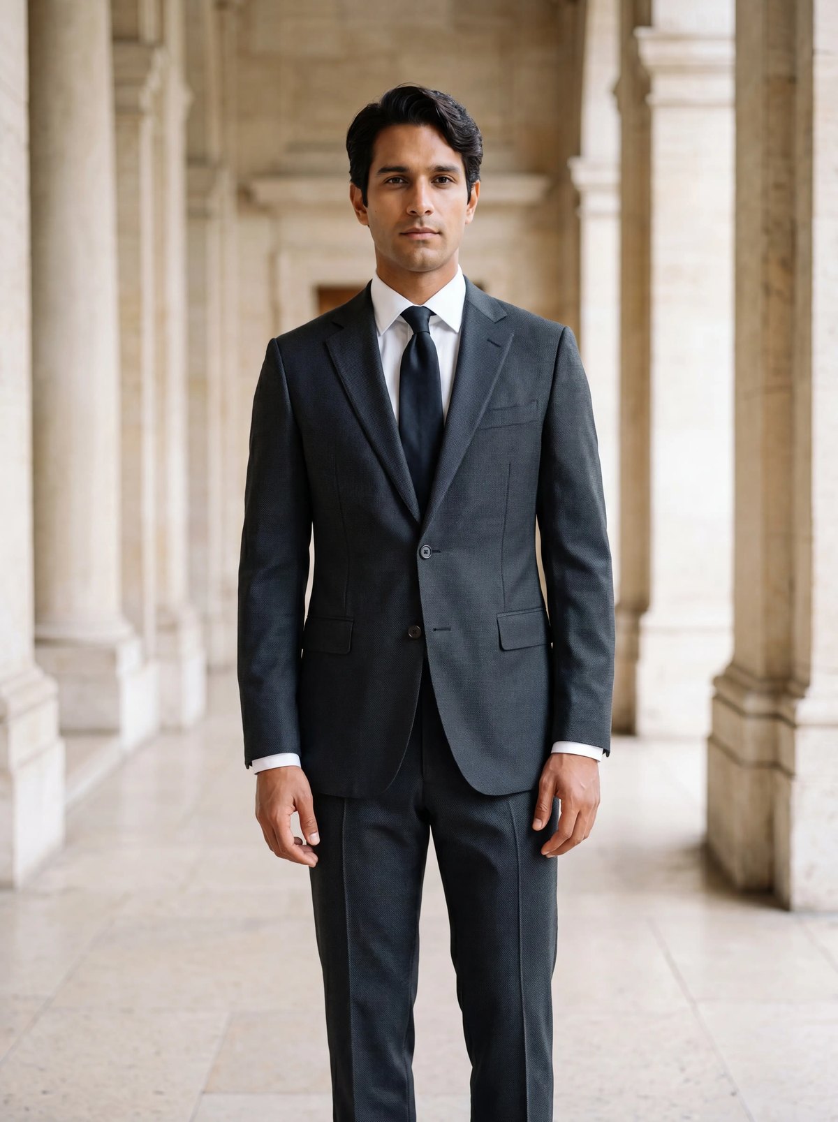 Nailhead Suit in Charcoal