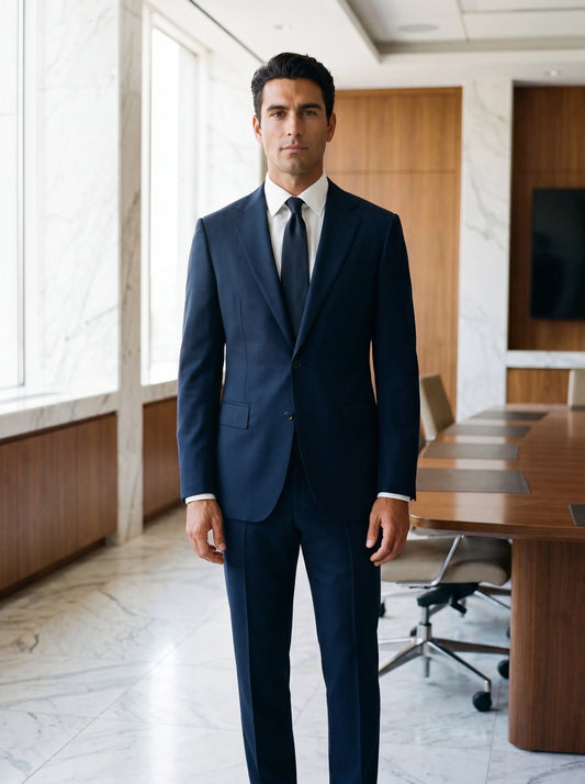 Worsted Business Suit in Navy