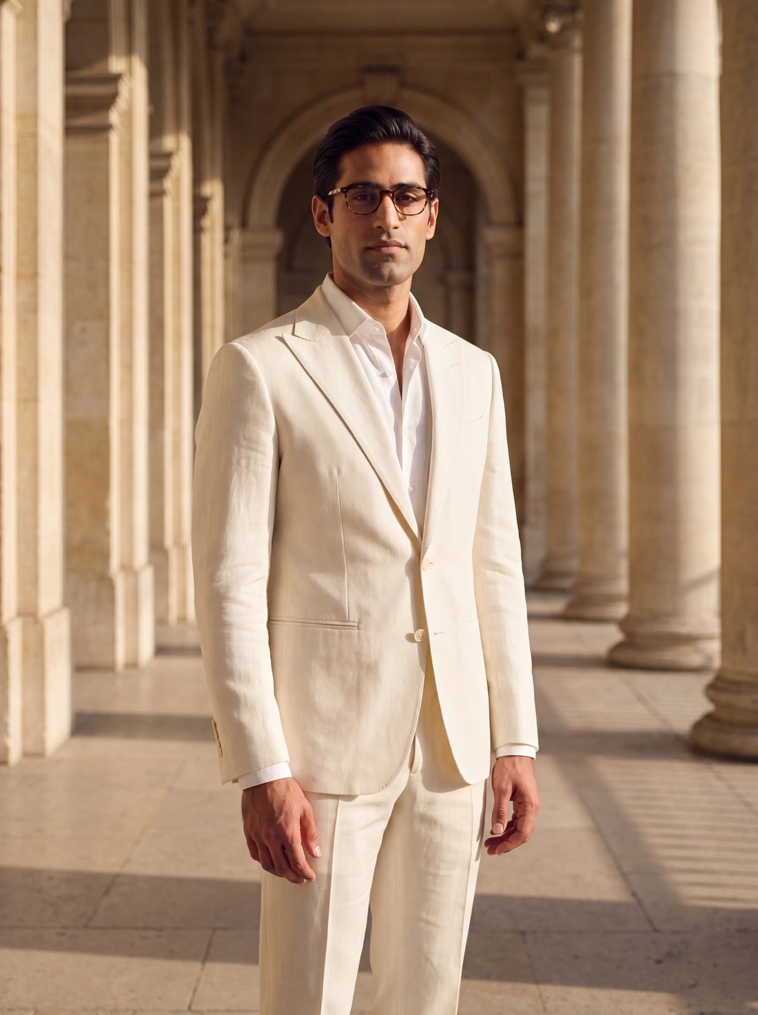 Silk-Linen Suit in Ivory