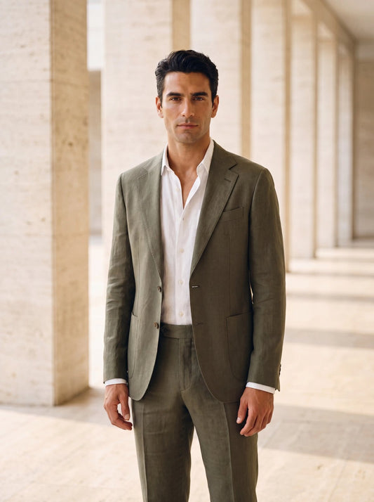 Linen Suit in Olive