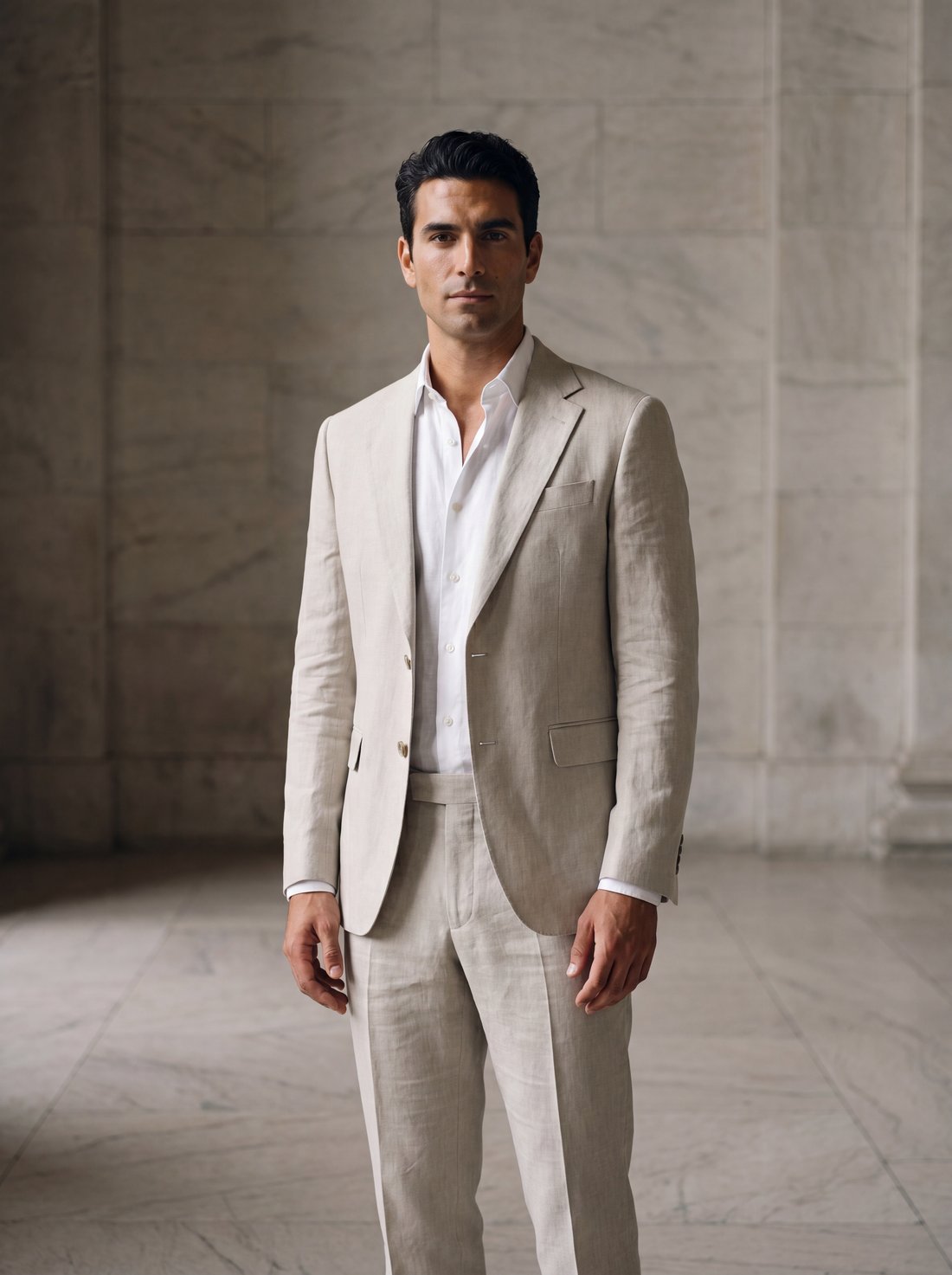 Linen Suit in Stone
