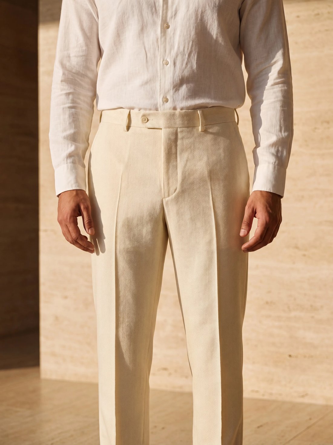 Chevron Trouser in Cream
