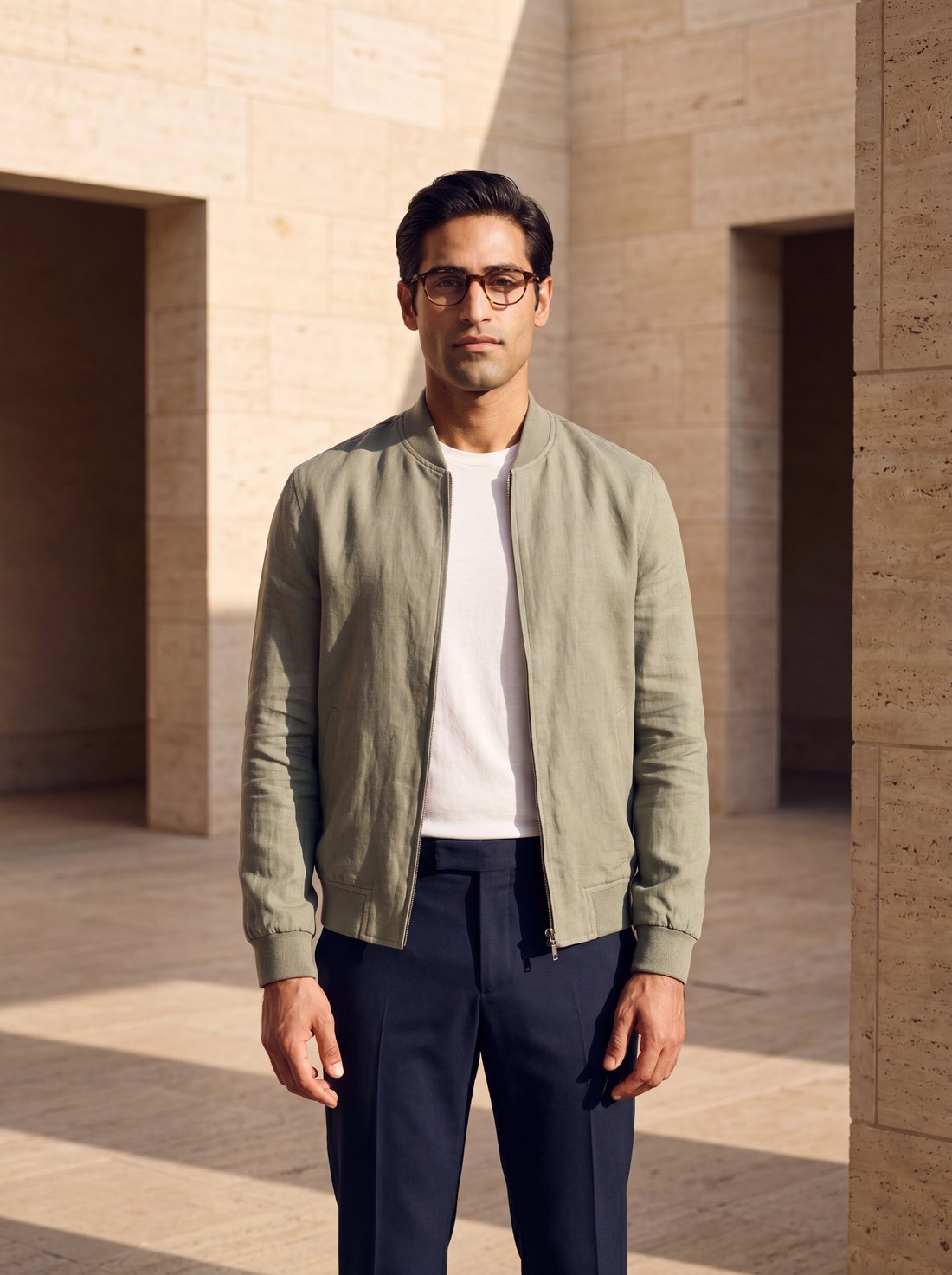 Linen Bomber in Sage
