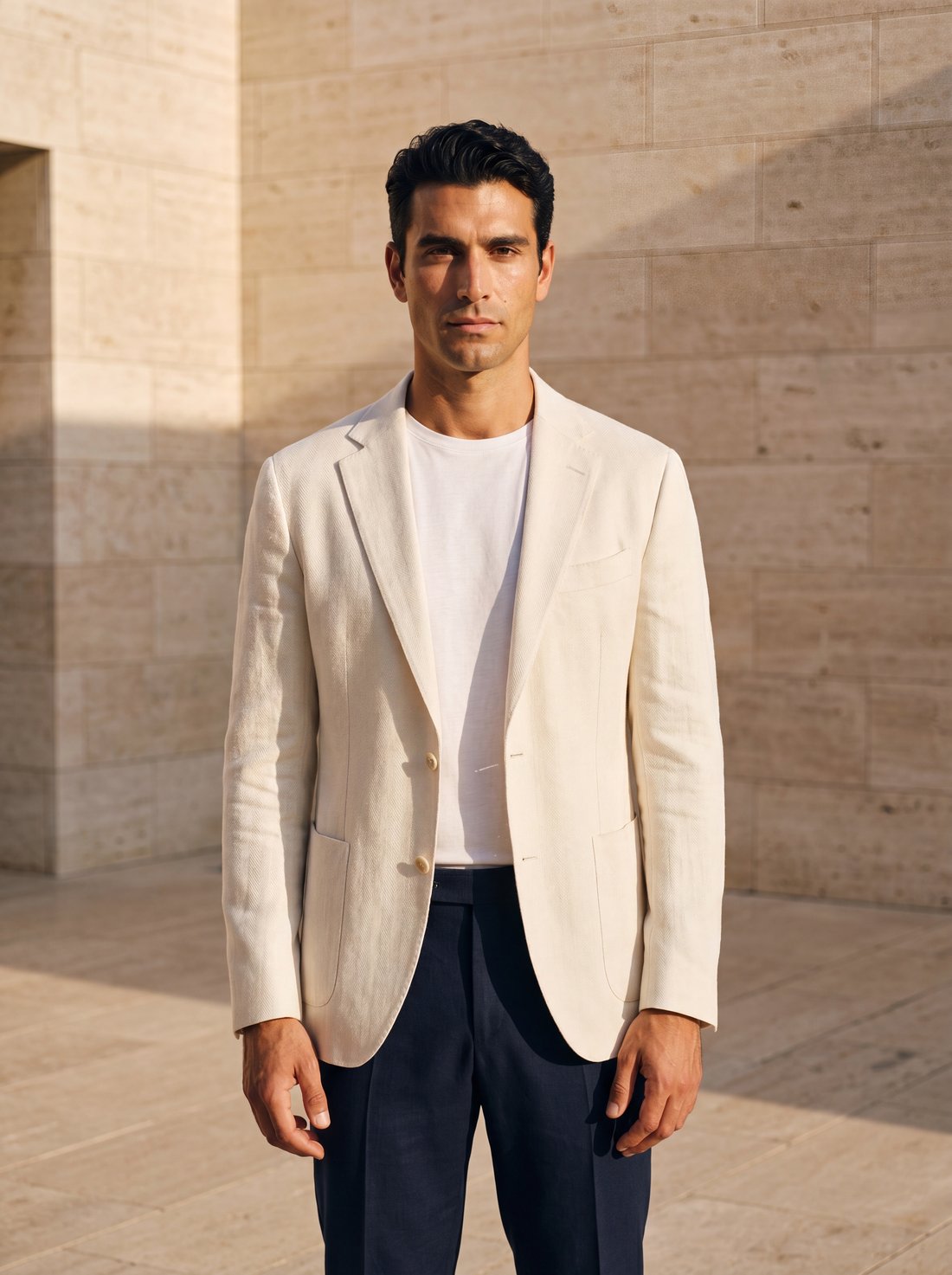 Herringbone Traveller in Ivory Linen