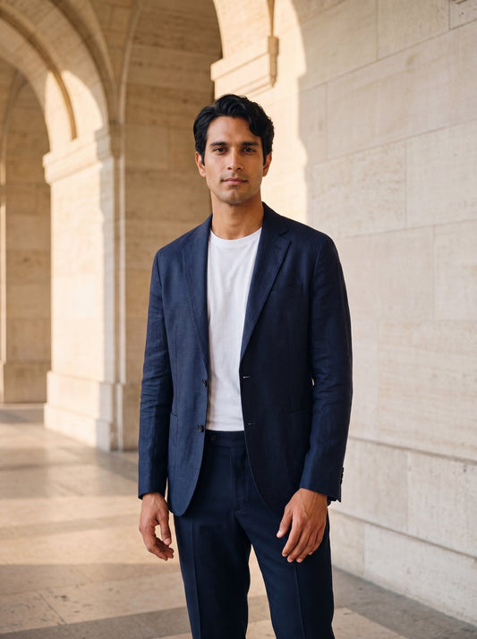 Traveller Jacket in Navy Linen