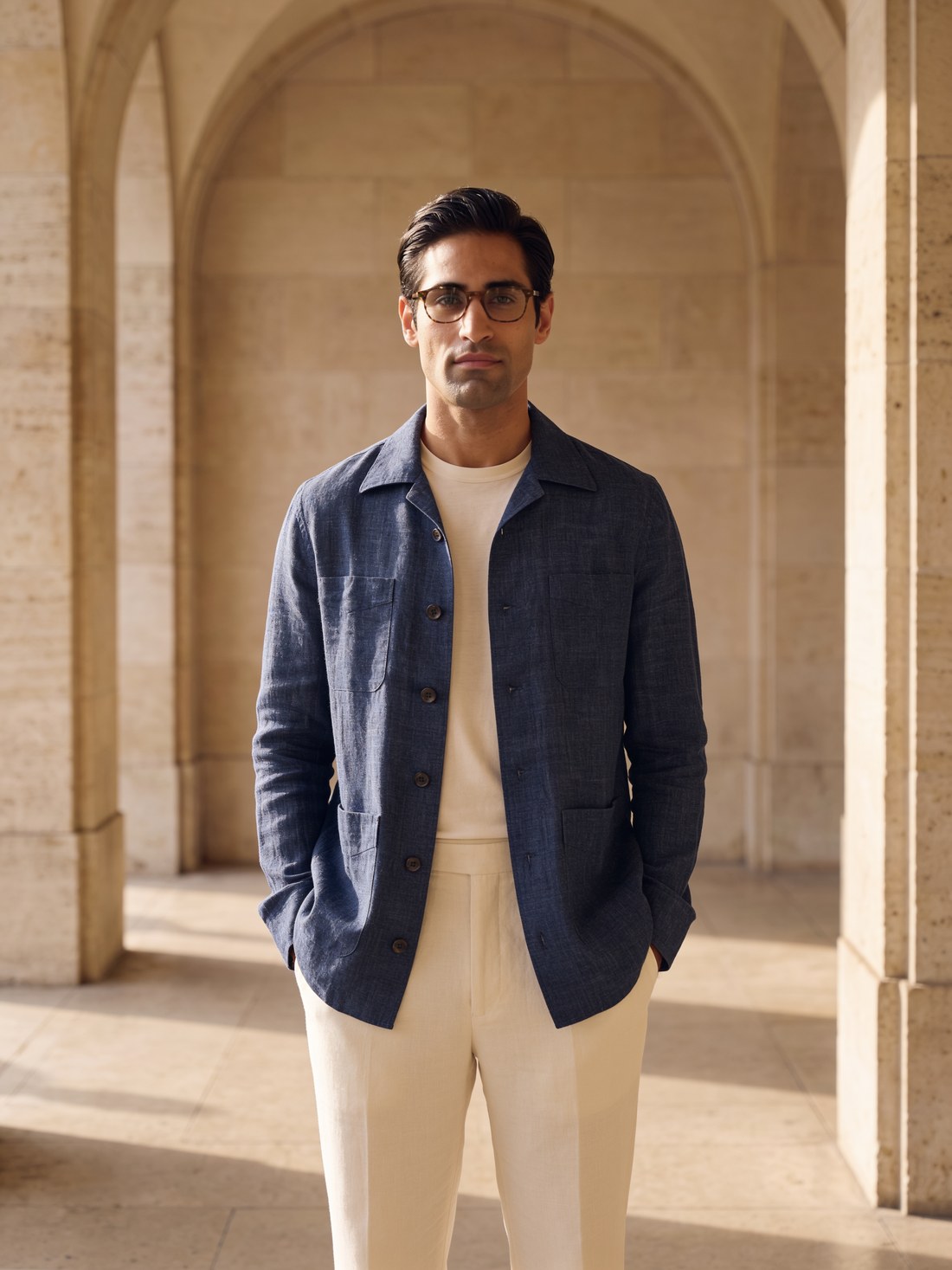 Linen Overshirt in Indigo