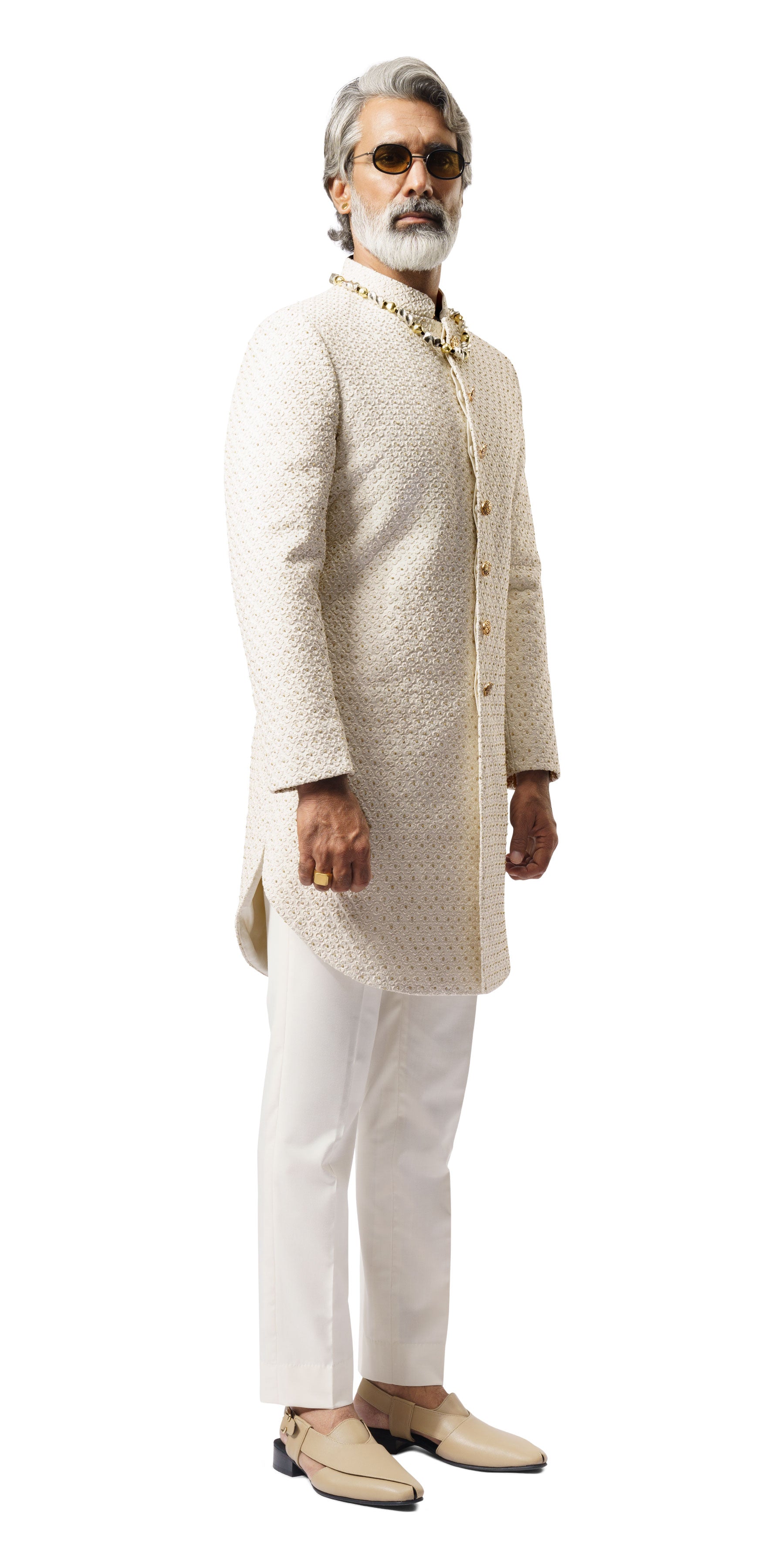Vanilla Clover Knot Sherwani