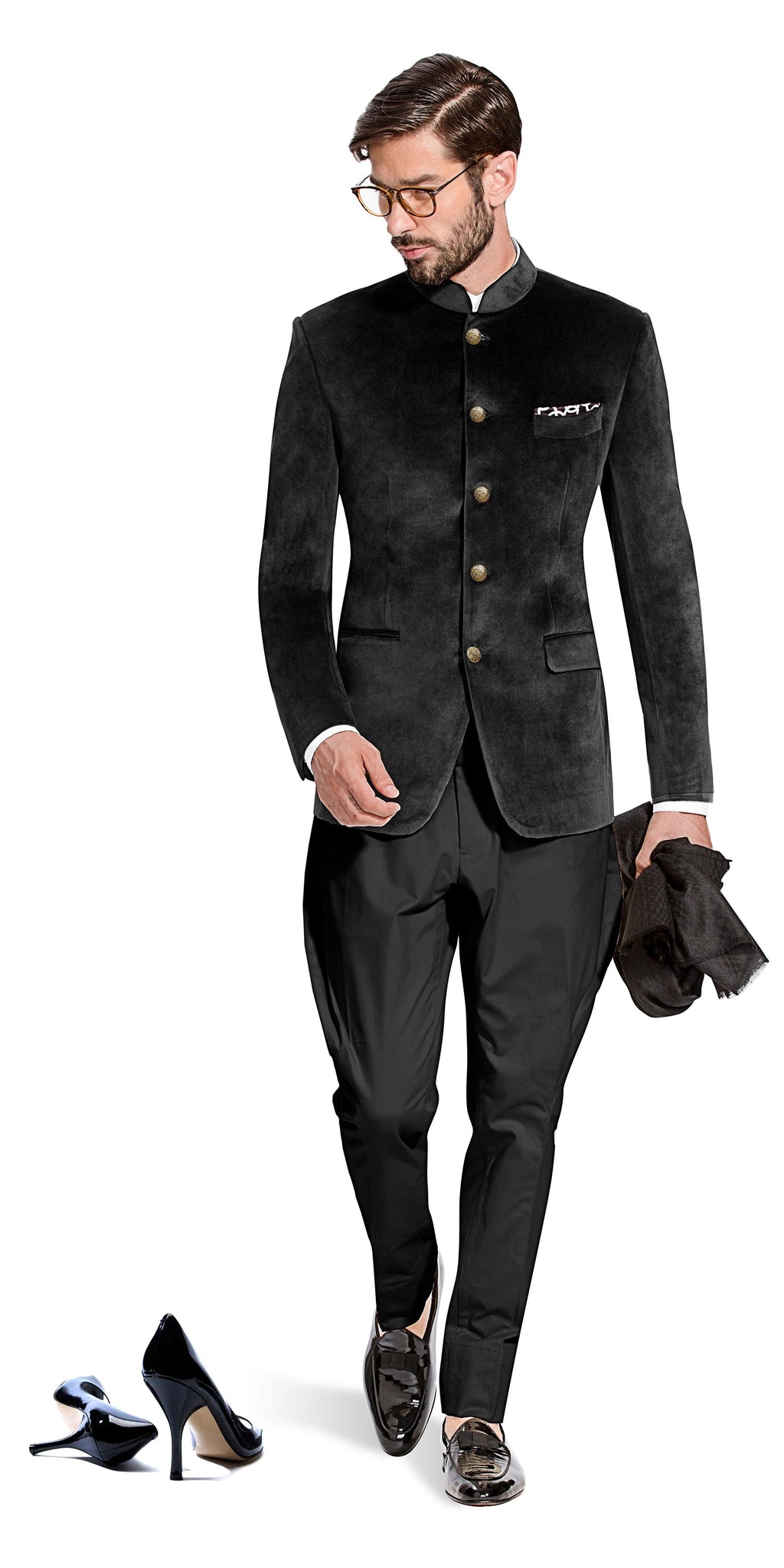 Gurhkan Piano Black Bandhgala